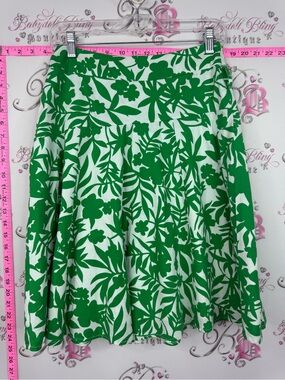 Chado skirt flowers Green and White Floral Skater Skirt